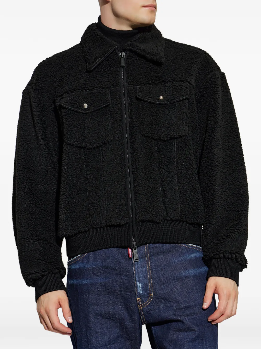 DSQUARED2 Fleece jack met rits Zwart