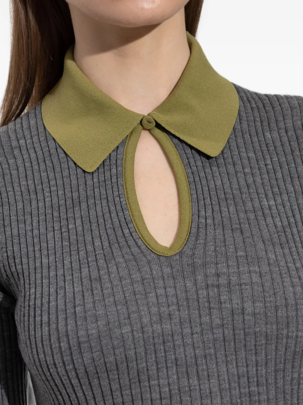 Jil Sander Geribbeld poloshirt met uitgesneden details Grijs