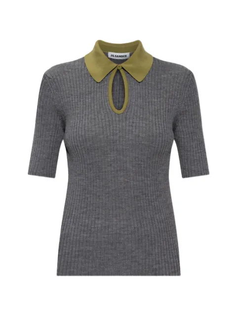 Jil Sander playera tipo polo de canalé con aberturas