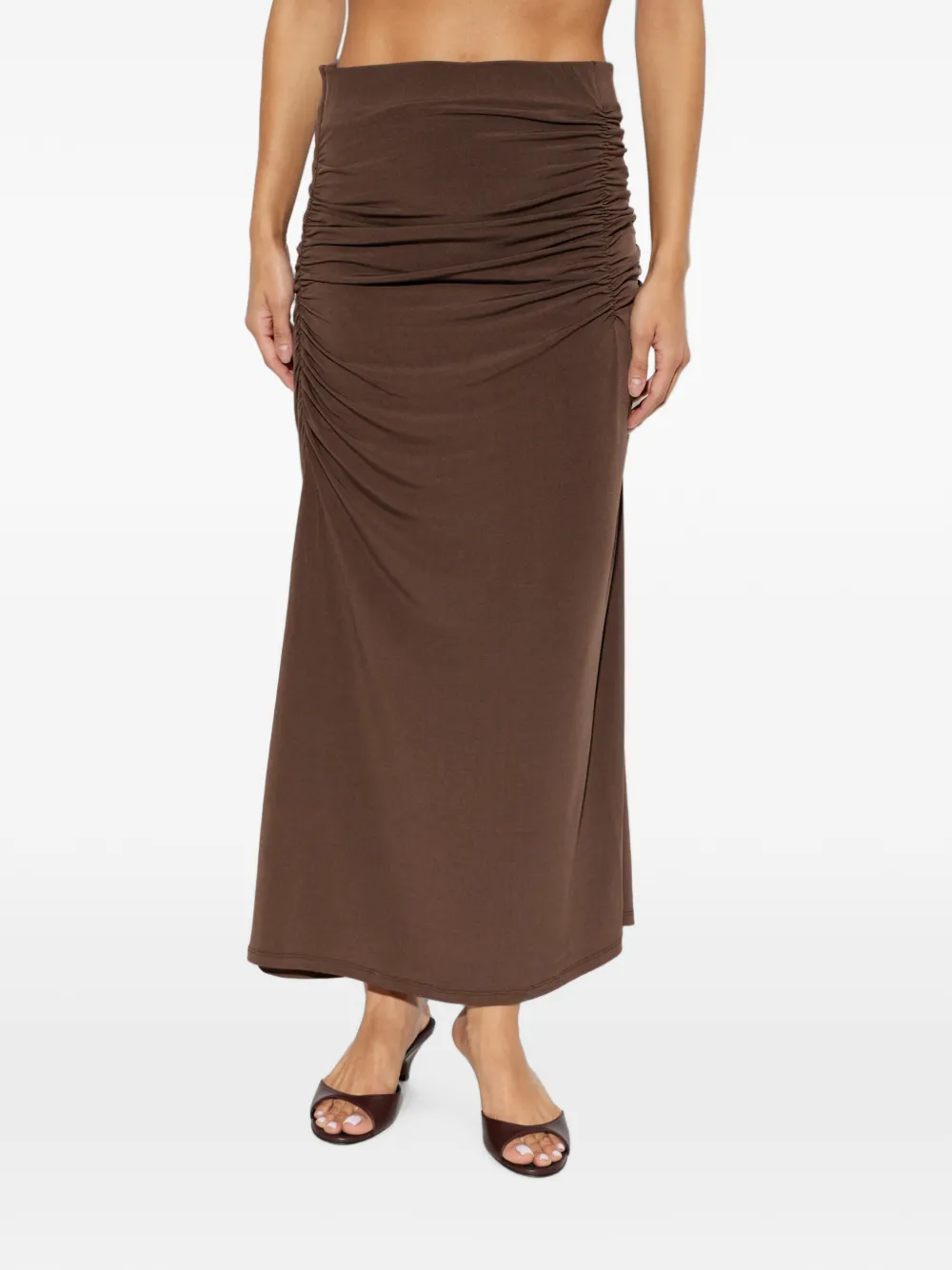 Gestuz Gassaily maxi-rok met ruches Bruin