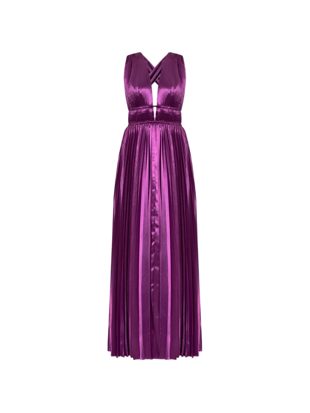 Ulla Johnson Lena Pleated Satin-finish Maxi Dress In Purple