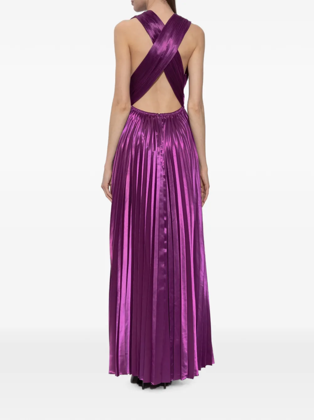 Ulla Johnson Lena geplooide maxi-dress met satijnen afwerking Paars