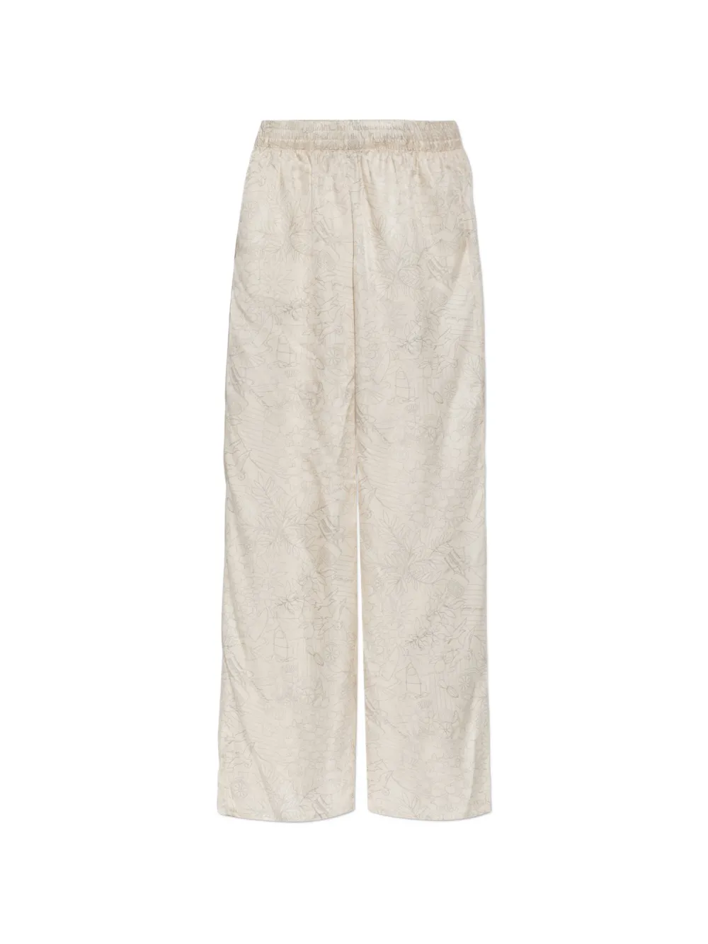 Golden Goose floral-motif wide-leg track pants - Bianco