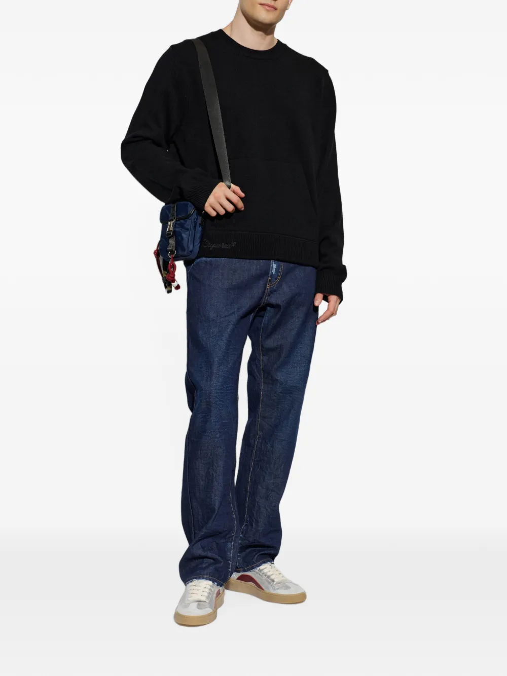 DSQUARED2 Trui met geborduurd logo en buidelzak Zwart