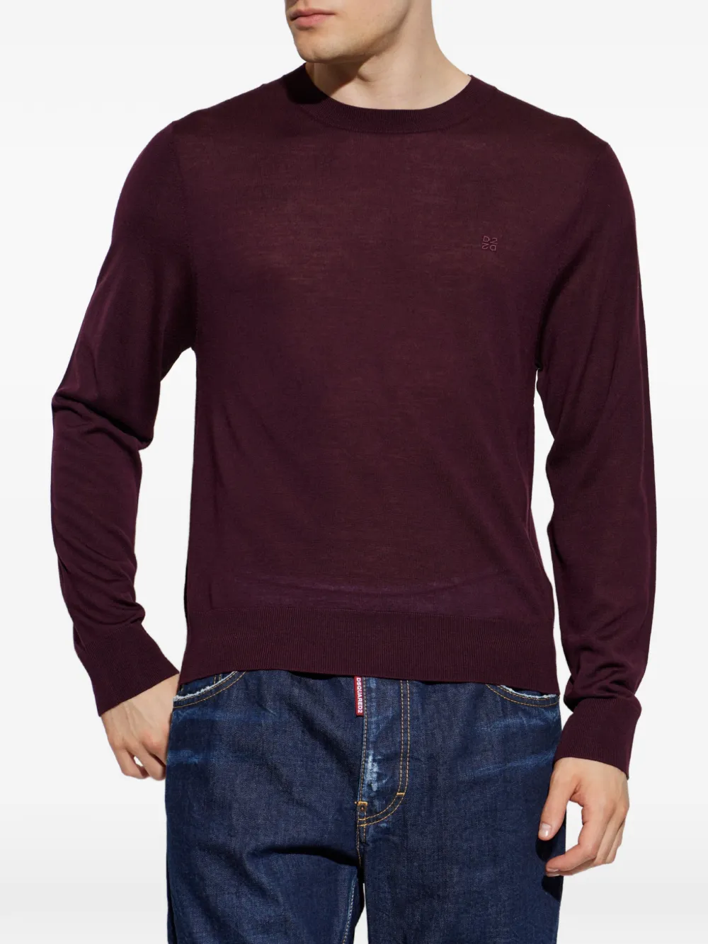 DSQUARED2 Wollen T-shirt met geborduurd logo Rood