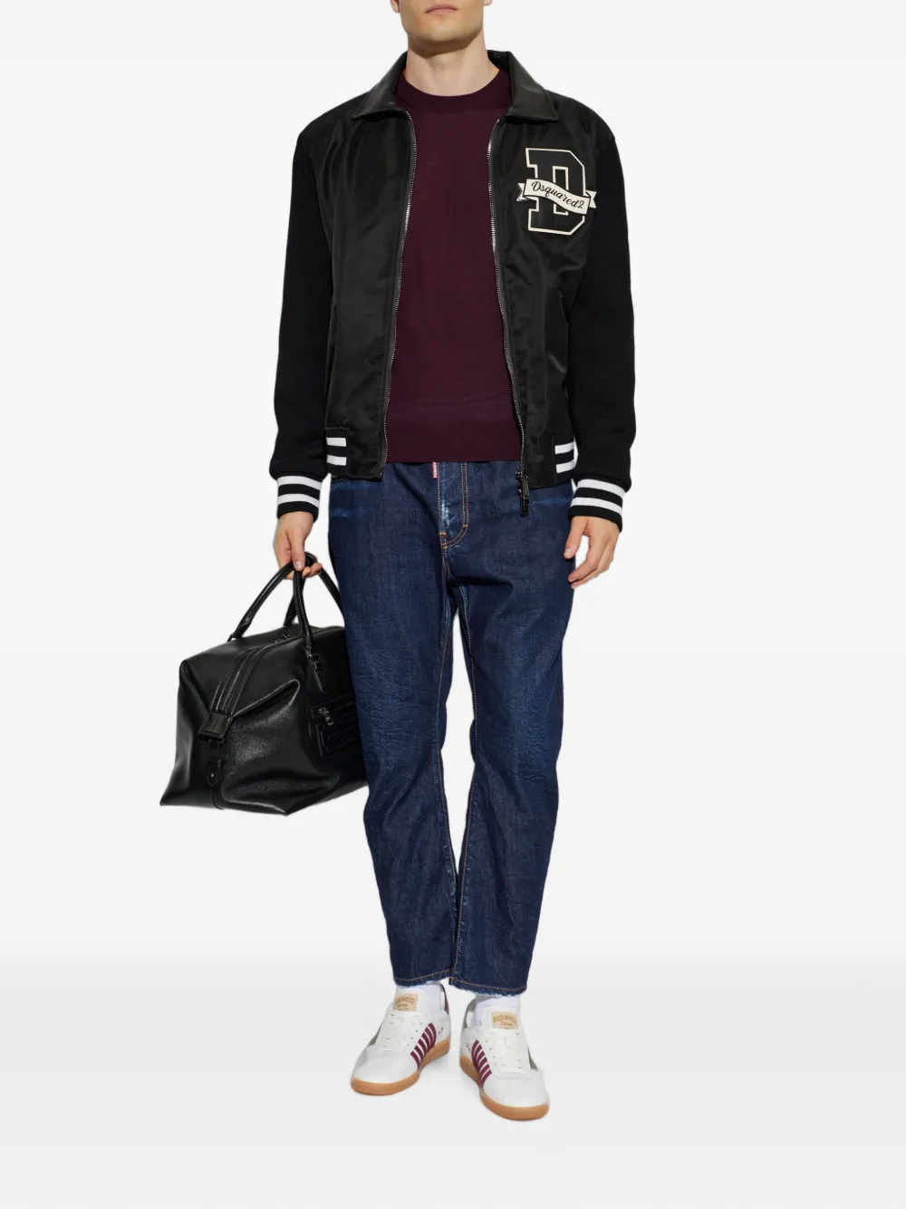 DSQUARED2 Wollen T-shirt met geborduurd logo Rood