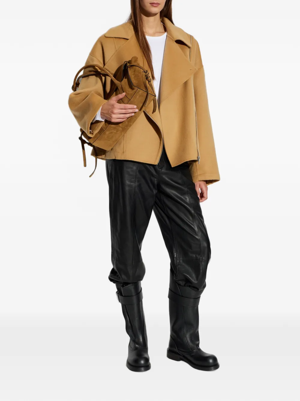 IRO Jijy oversized jack met asymmetrische rits Beige