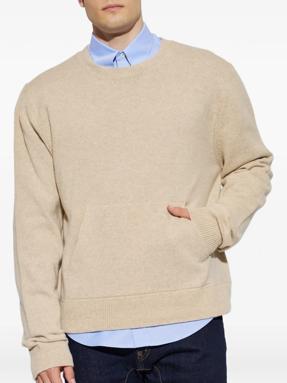 DSQUARED2 Trui met geborduurd logo en buidelzak Beige
