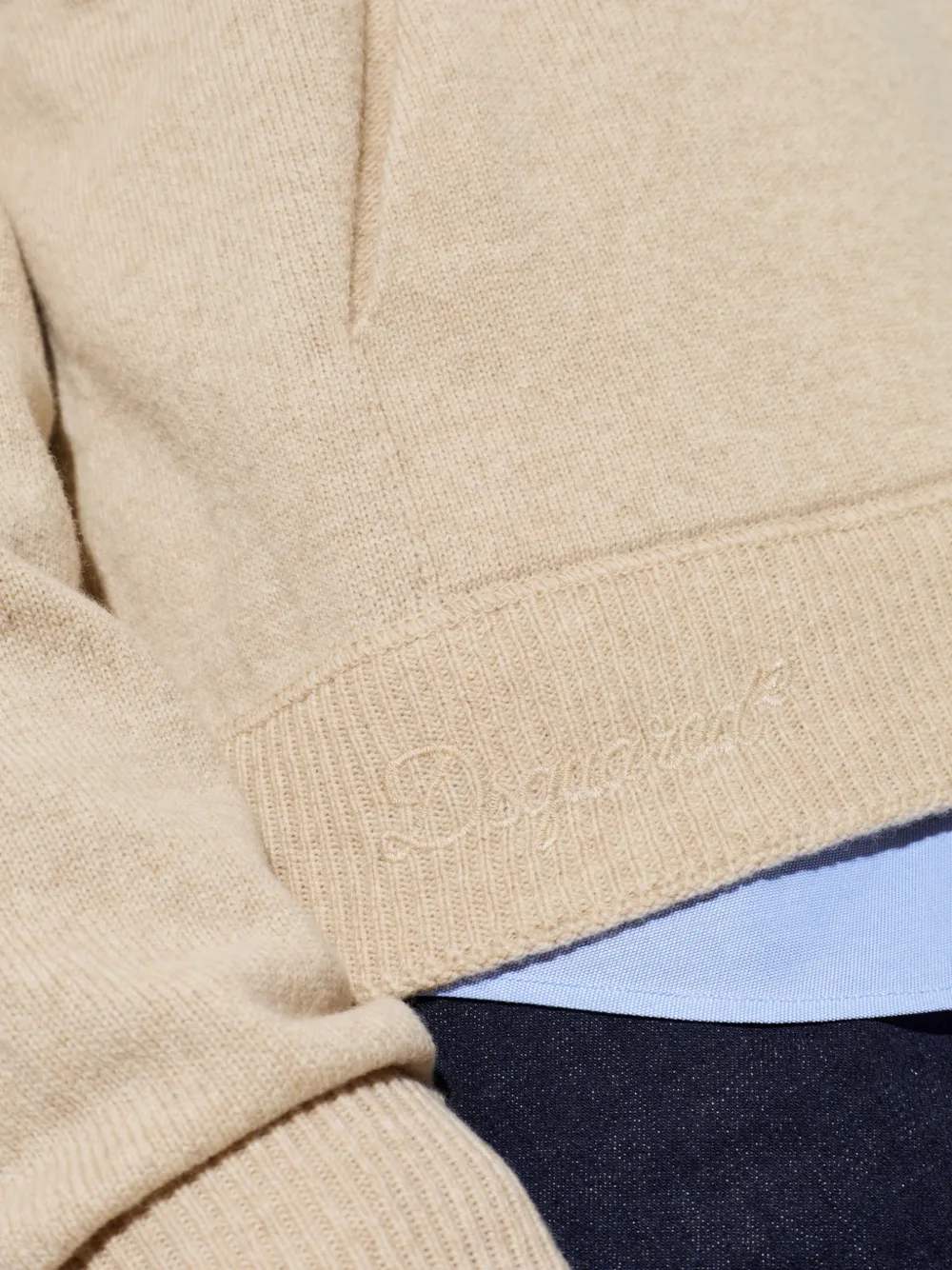 DSQUARED2 Trui met geborduurd logo en buidelzak Beige