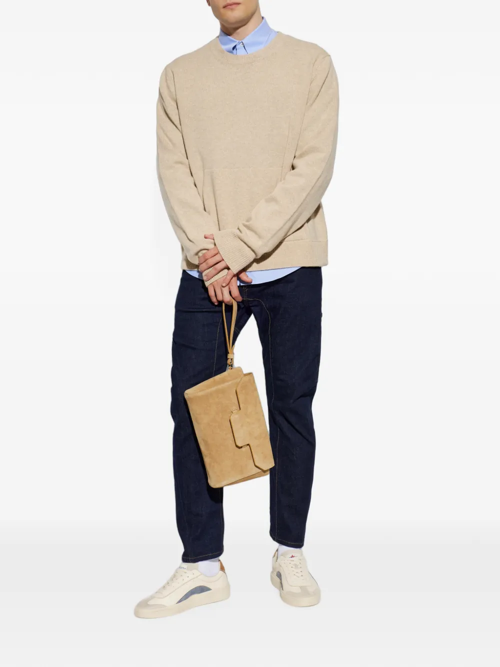 DSQUARED2 Trui met geborduurd logo en buidelzak Beige
