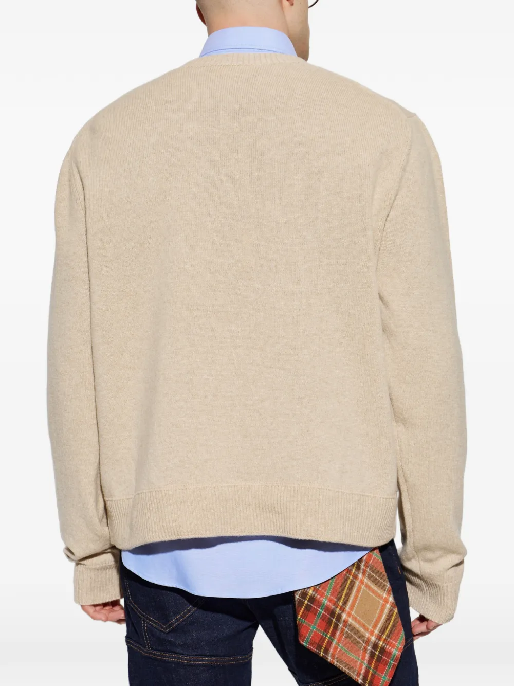 DSQUARED2 Trui met geborduurd logo en buidelzak Beige