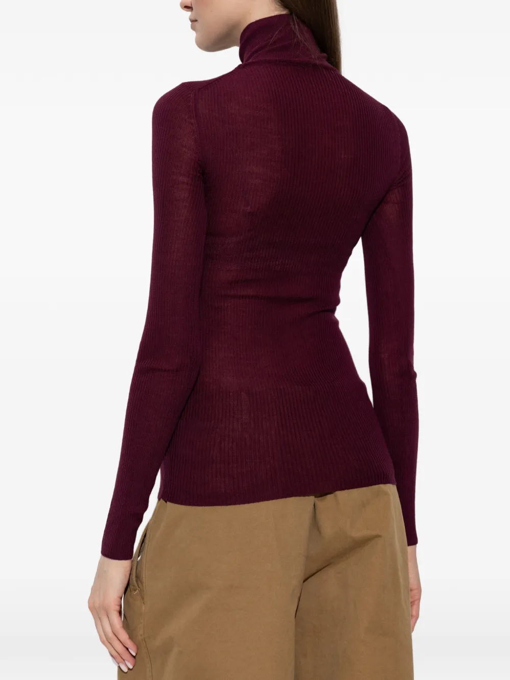 Jil Sander Ribgebreide trui Rood