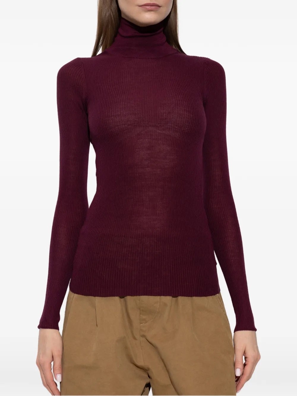 Jil Sander Ribgebreide trui Rood