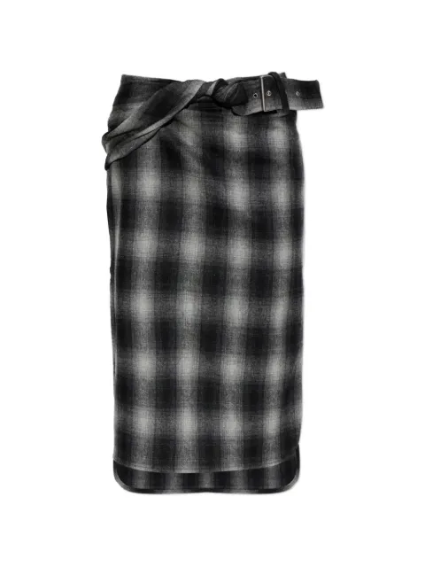 IRO Nylane check belted midi skirt