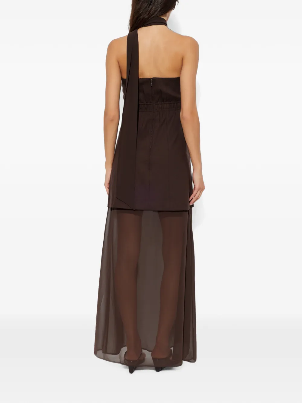 Gestuz Garaya strapless maxi-dress met doorzichtig vlak Bruin