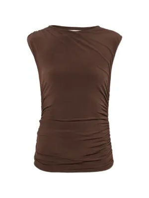 GANNI Top In Marl Mesh | Brown | FARFETCH CA