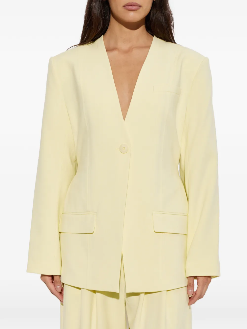Gestuz Gacia blazer met enkele rij knopen Geel