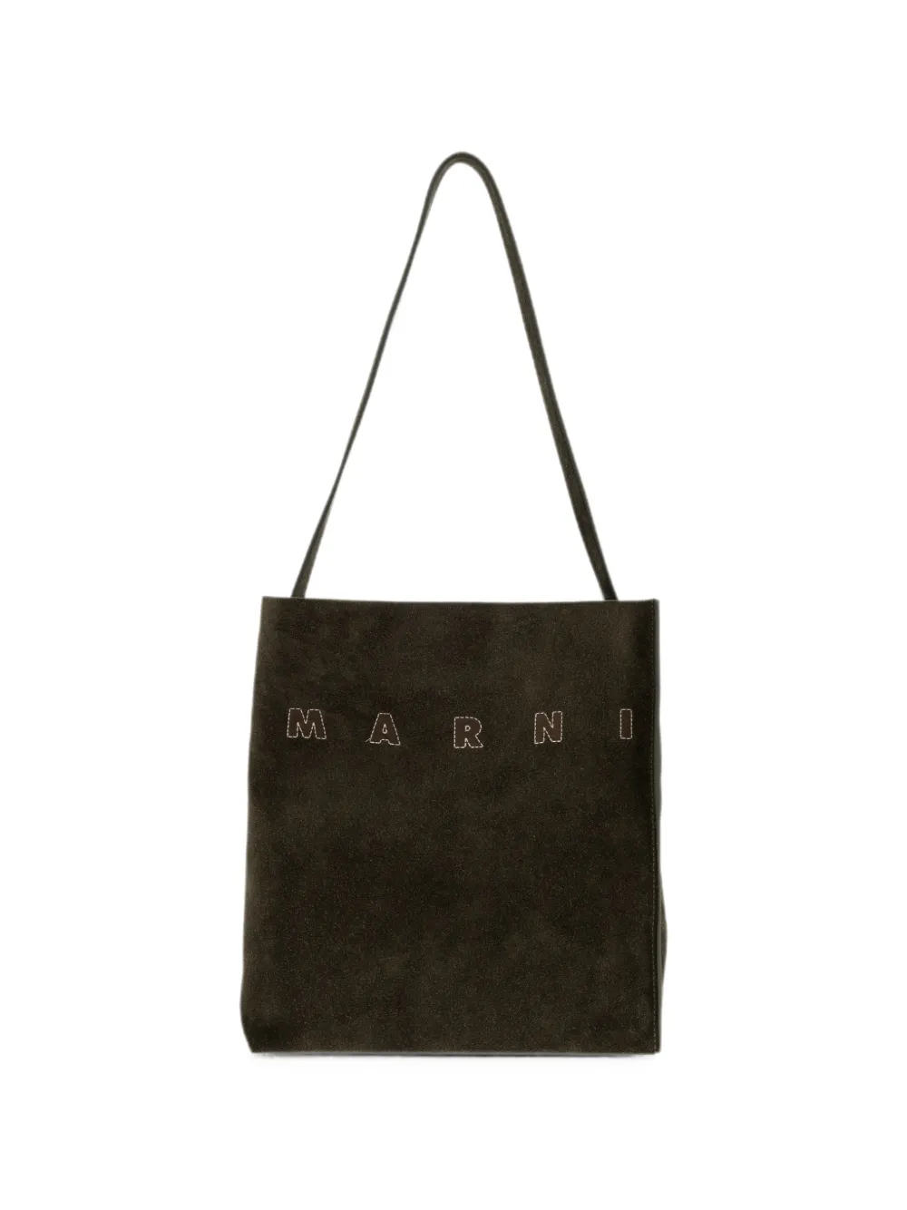 Marni Museo logo-embroidered suede tote bag - Verde