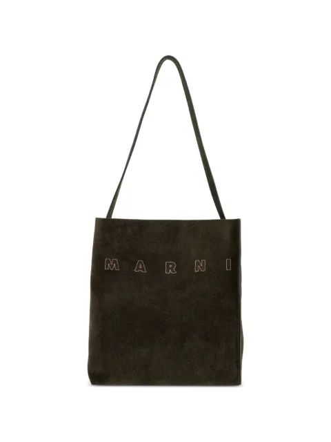 Marni Museo logo-embroidered suede tote bag
