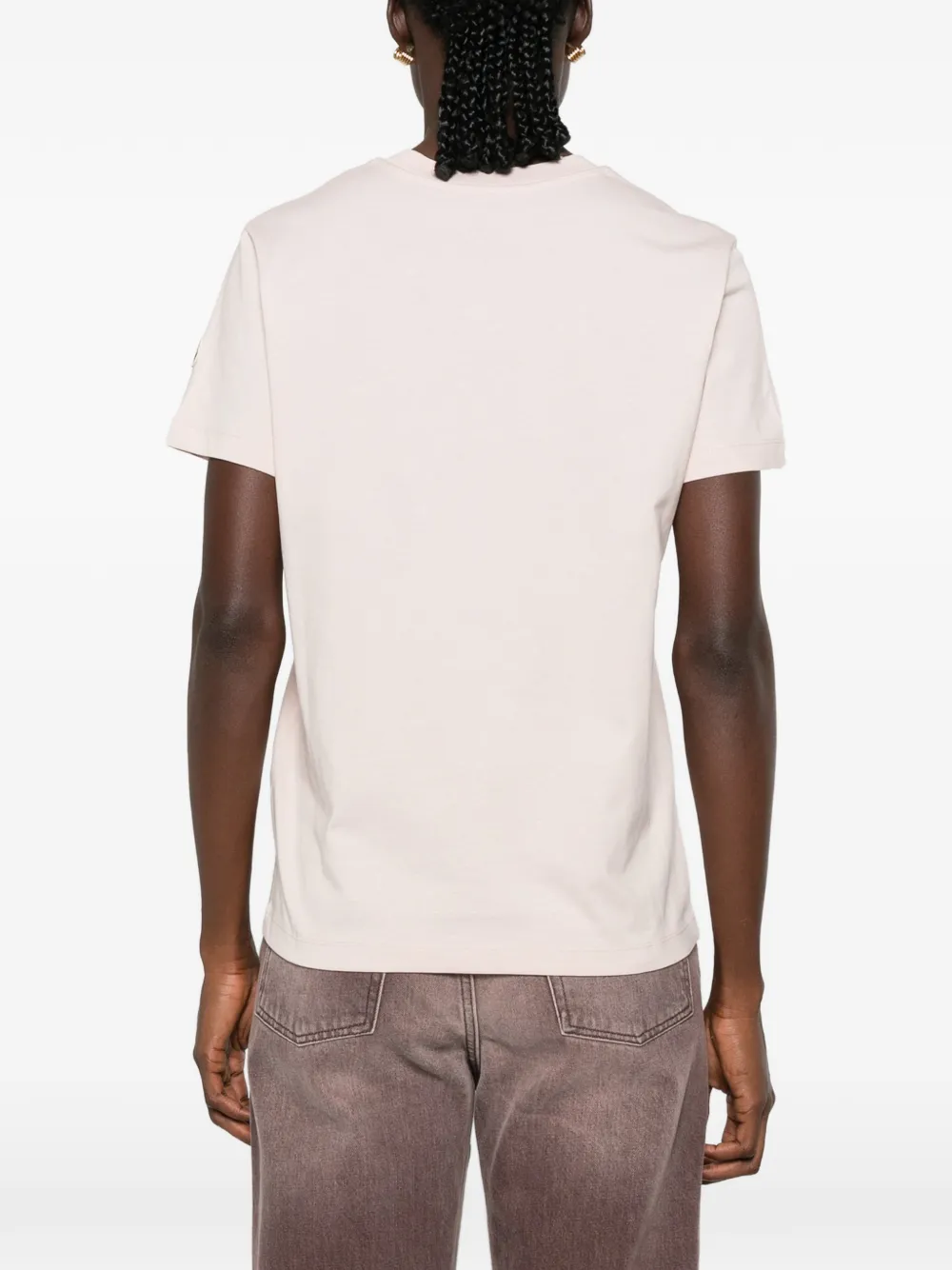 Moncler T-shirt met geborduurd logo Beige
