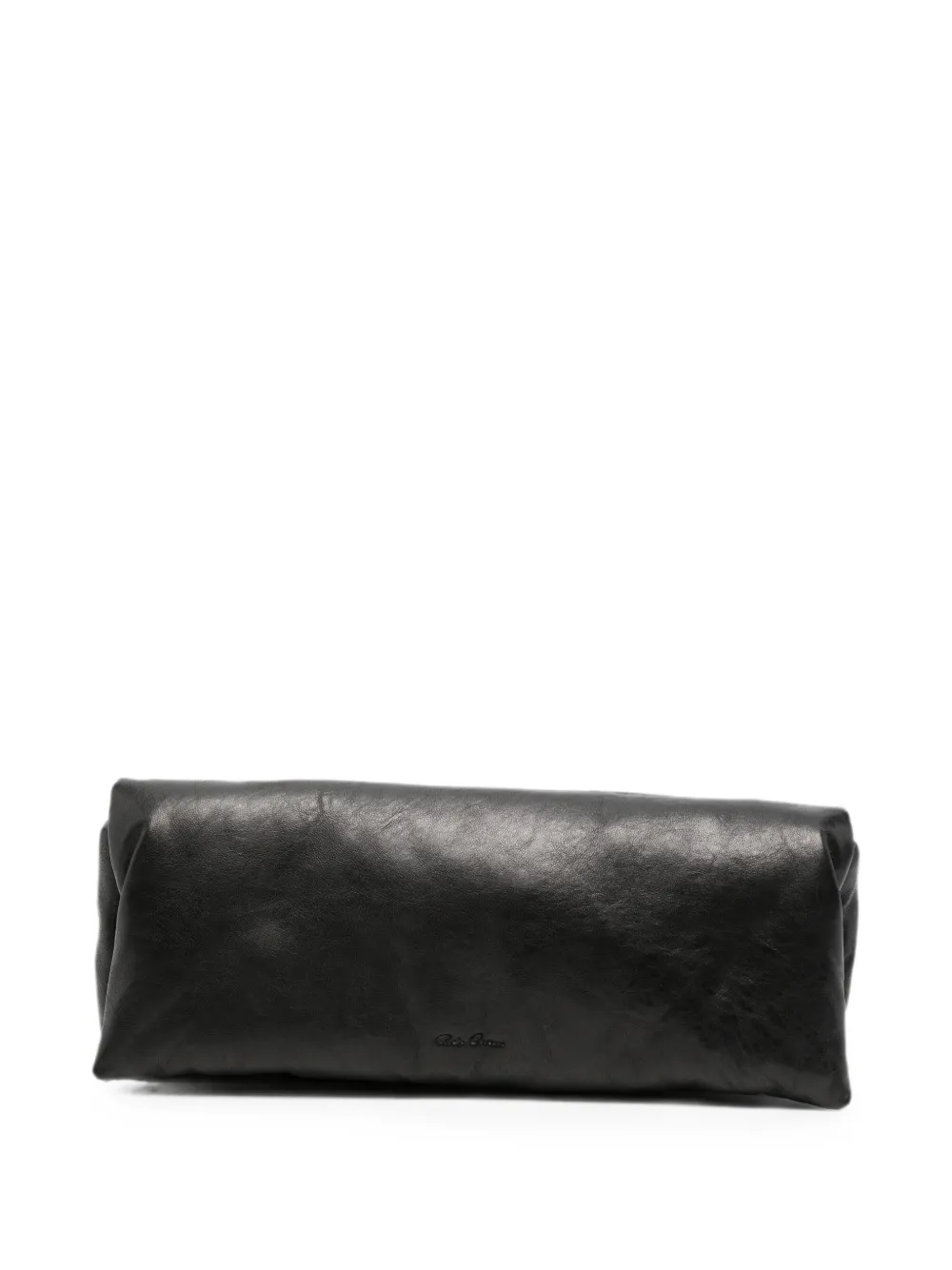 Rick Owens logo-debossed padded leather clutch bag - Nero