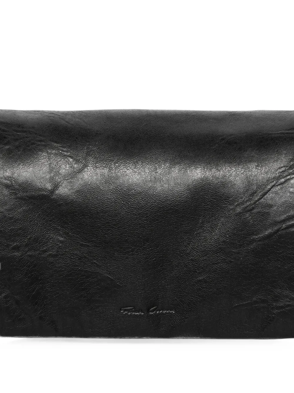 Rick Owens Leren clutch met logo-reliëf Zwart