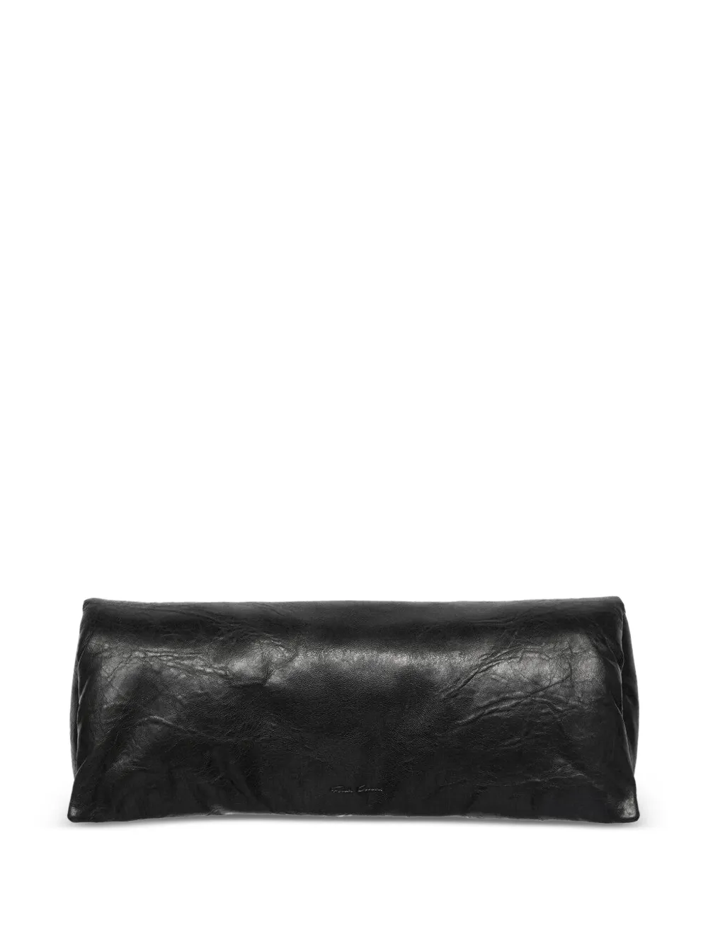 Rick Owens logo-debossed padded leather clutch bag - Nero