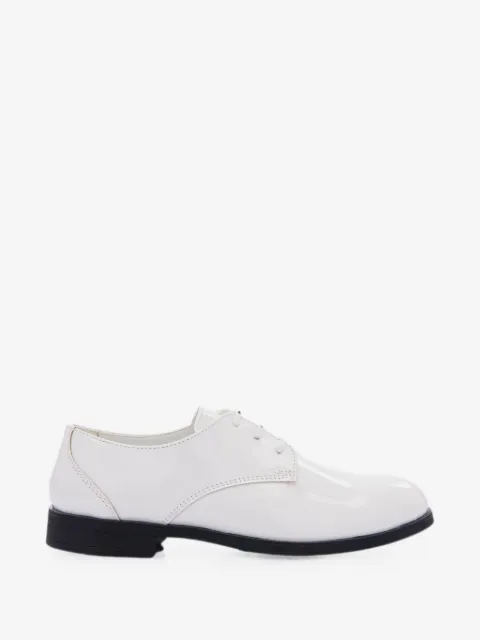 Moustache patent-finish brogues