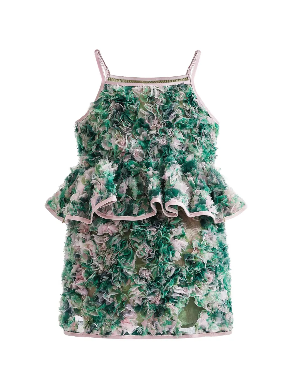 Tulleen Zinnia textured top & mini skirt set - Verde
