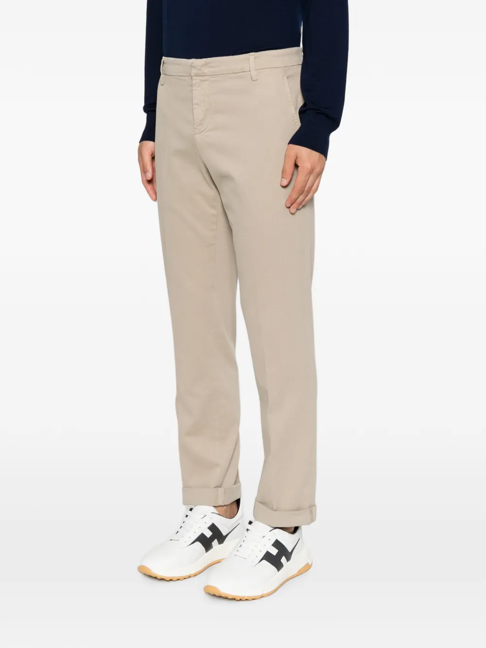 DONDUP Broek met logoplakkaat Beige