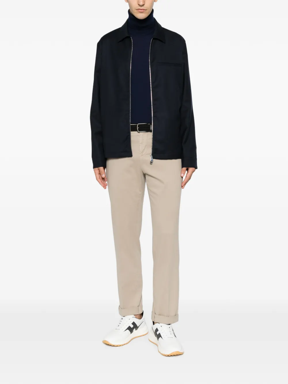 DONDUP Broek met logoplakkaat Beige