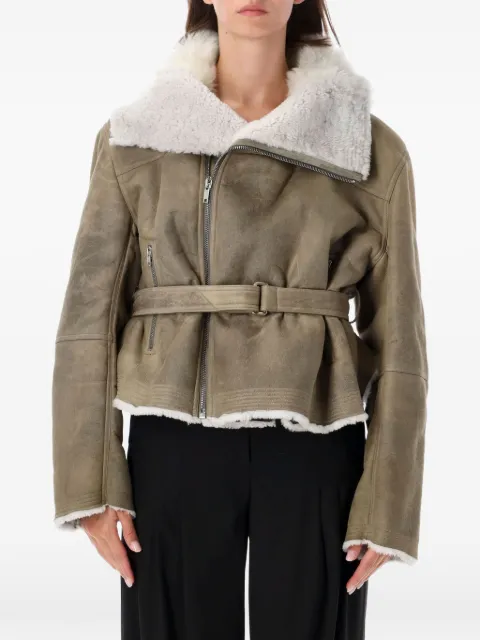 Rick Owens manteau en peau lainée à taille ceinturé