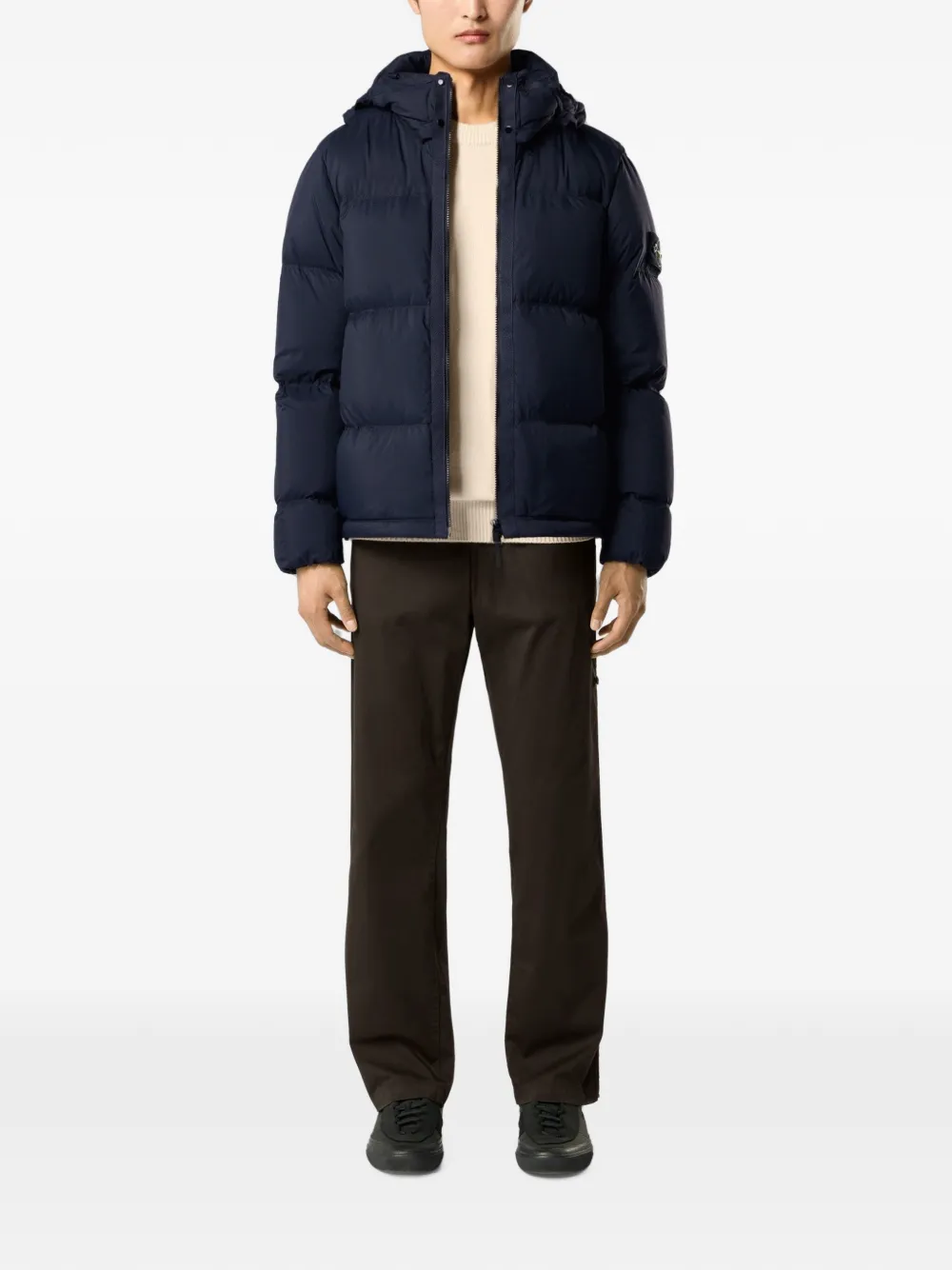 Stone Island 4100013 scheurbestendig donsjack van mat ripstop CORDURA Advanced Fabrics met afneembare capuchon Blauw