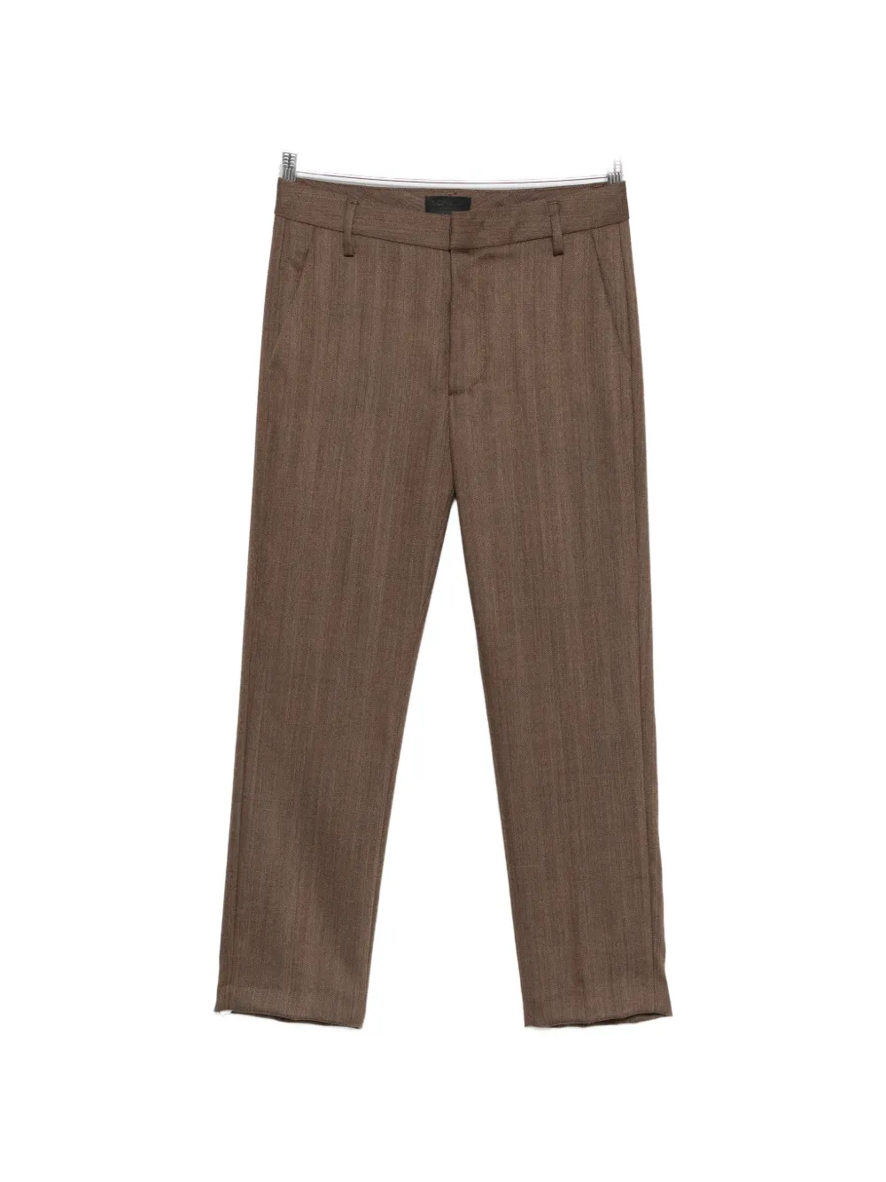 DONDUP Nima herringbone-pattern cropped wool trousers - Marrone