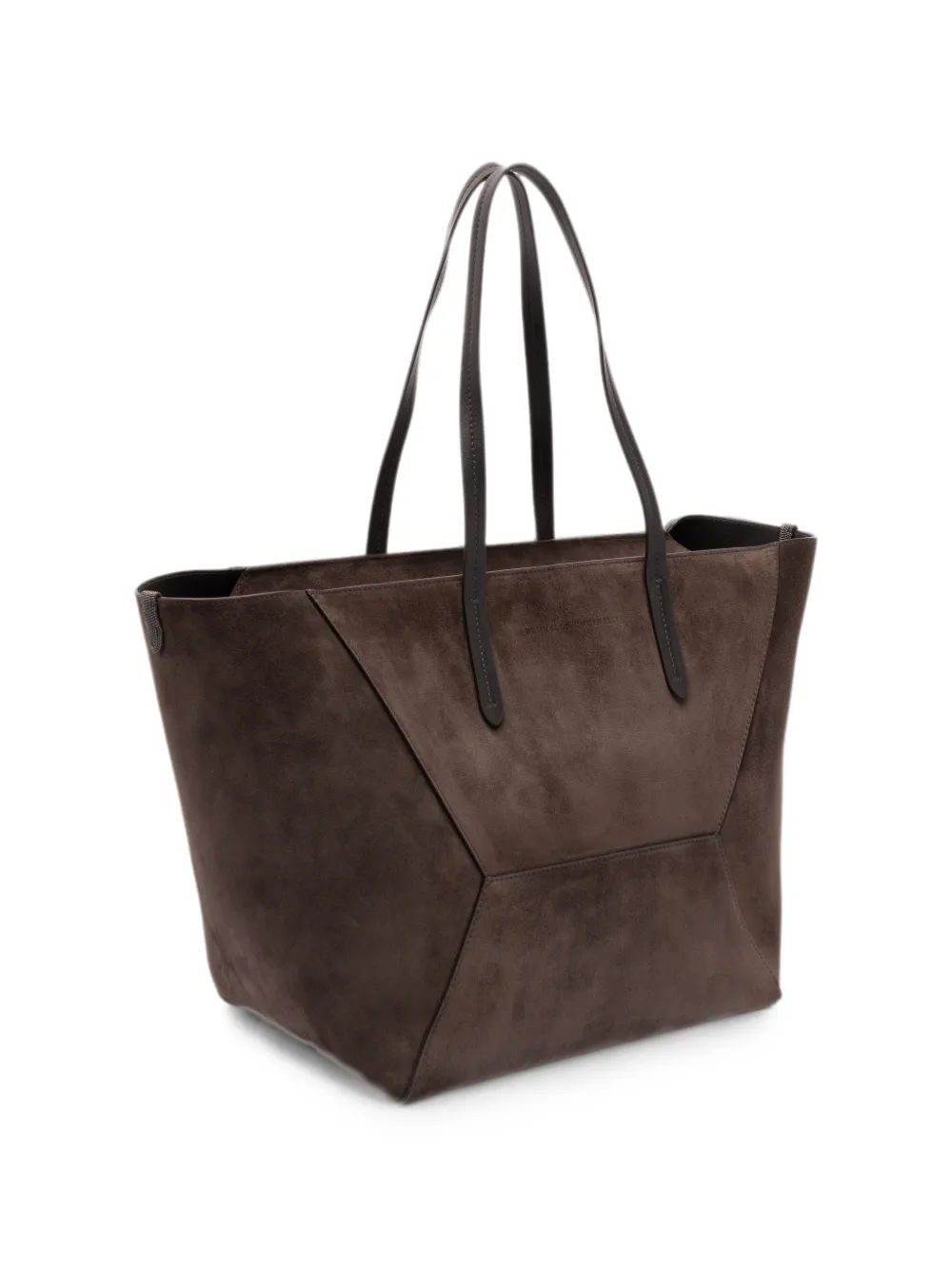 Brunello Cucinelli Shopper met suède vlakken Bruin