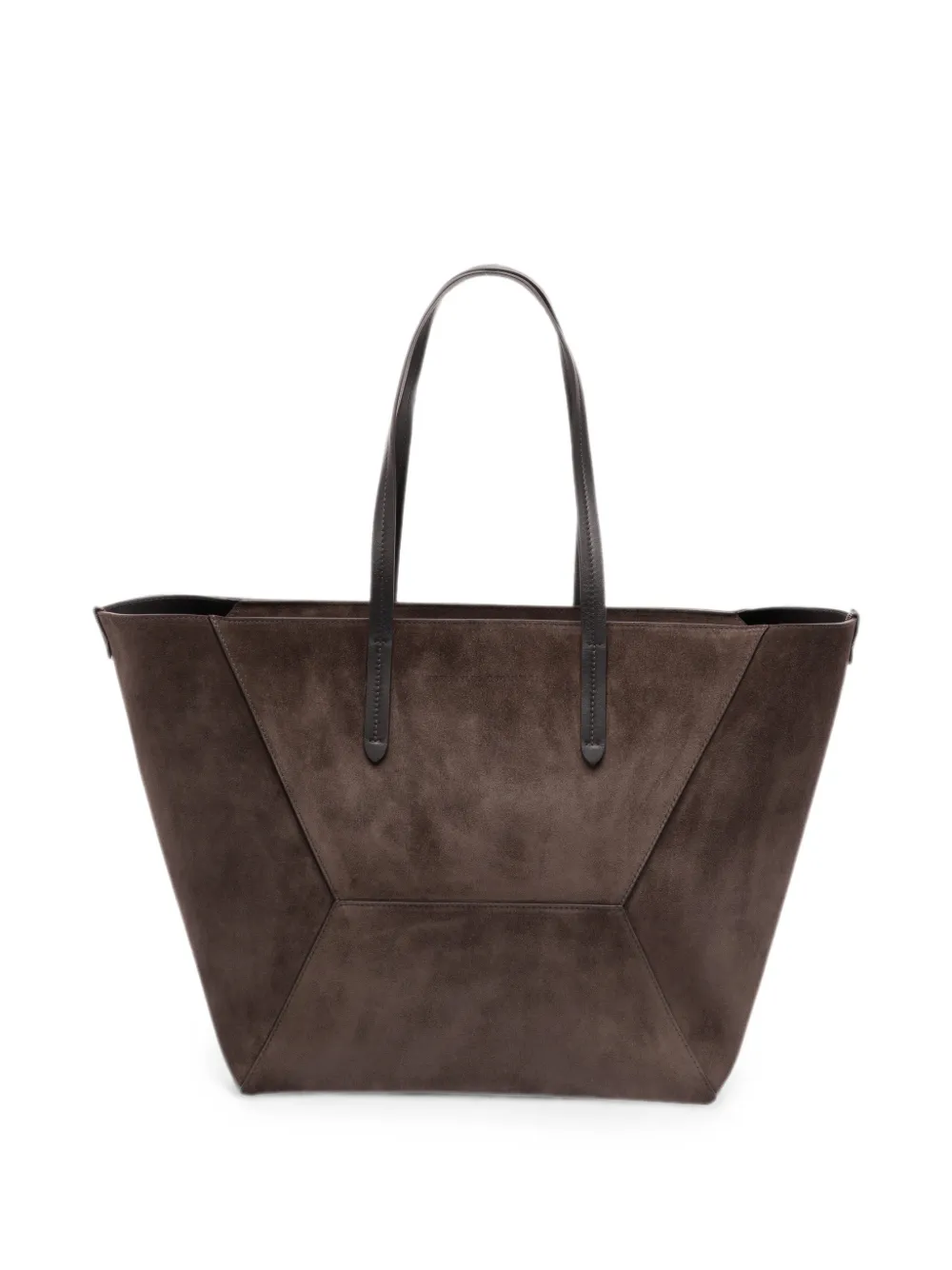 Brunello Cucinelli Shopper met suède vlakken Bruin