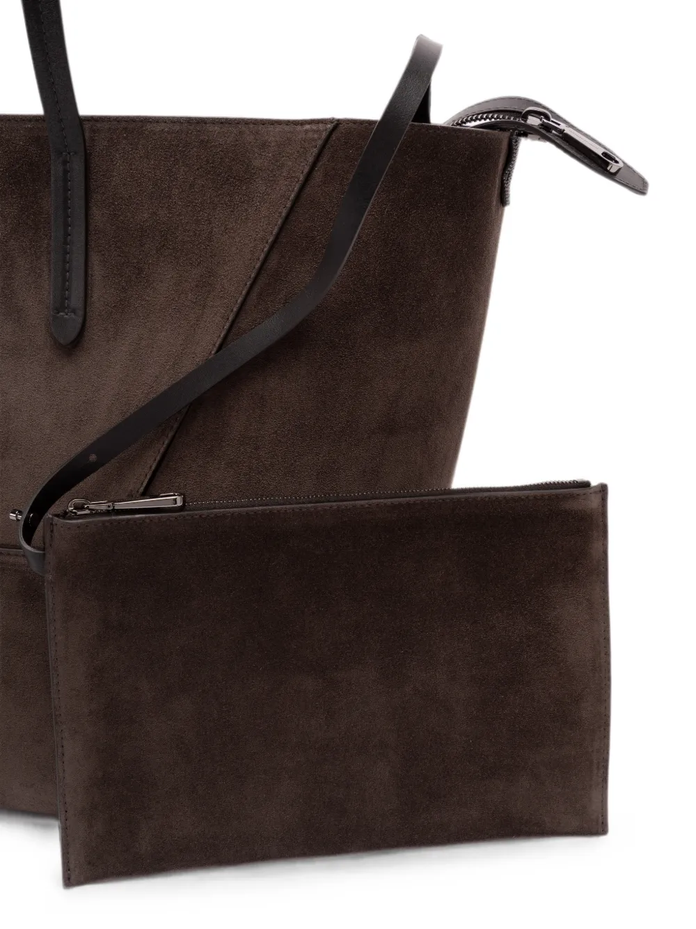 Brunello Cucinelli Shopper met suède vlakken Bruin