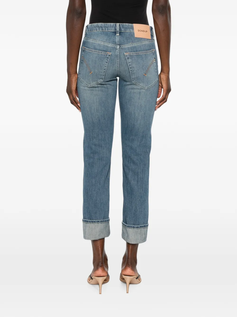 DONDUP Coco jeans met logopatch en omgeslagen pijpen Blauw