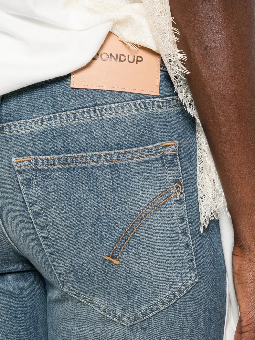 DONDUP Coco jeans met logopatch en omgeslagen pijpen Blauw
