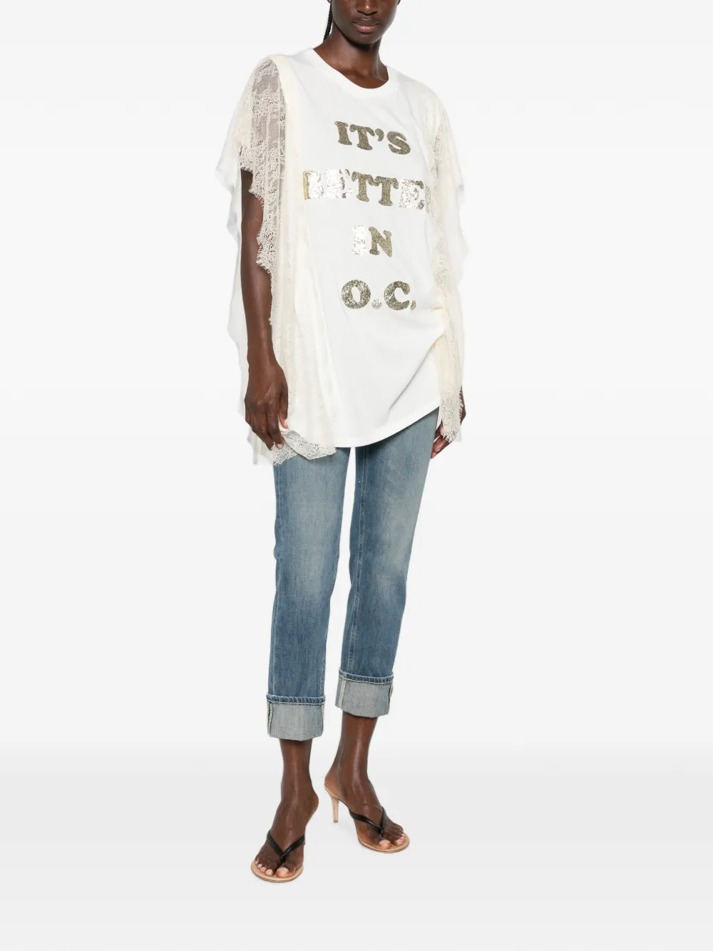 DONDUP Coco jeans met logopatch en omgeslagen pijpen Blauw