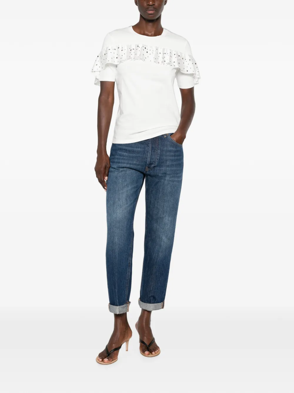 DONDUP Jeans met vervaagd effect en omgeslagen pijpen Blauw