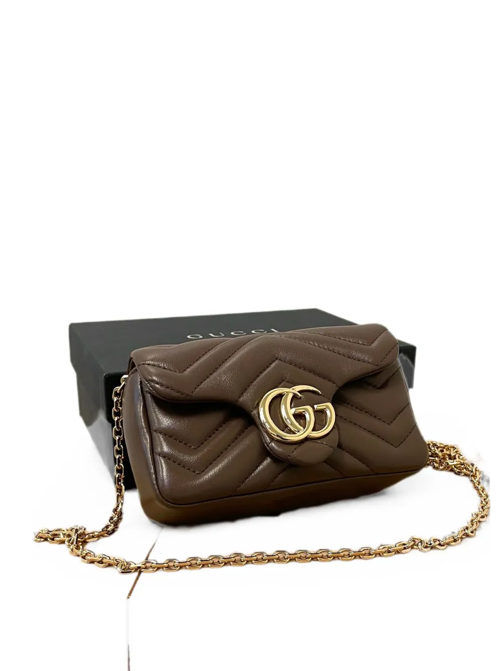 Gucci Marmont matelassé calf leather mini bag - Braun
