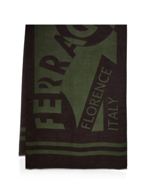 Ferragamo Echarpe DNA com estampa de logo e desfiado