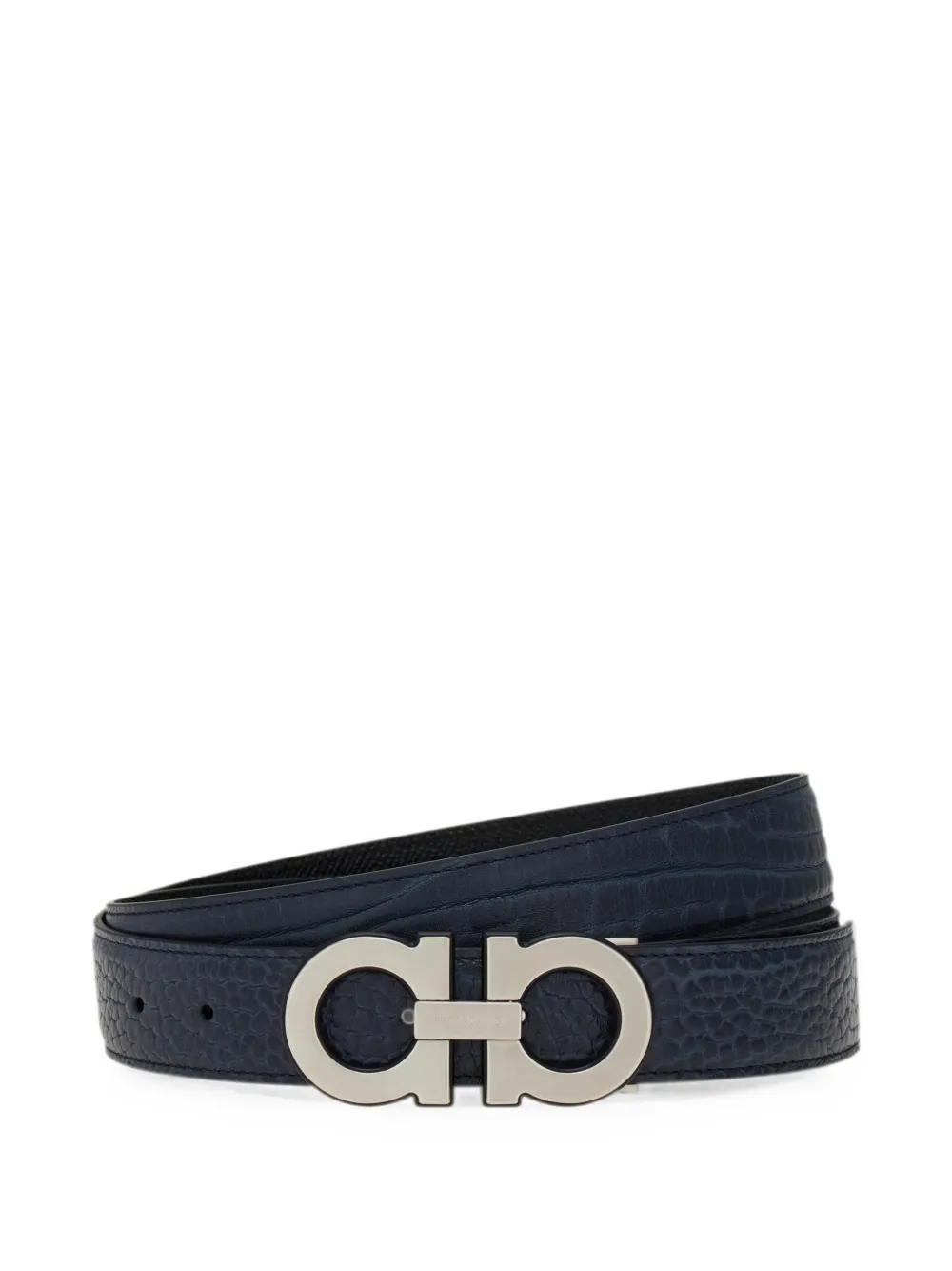 Ferragamo Strukturierter Gancini Gürtel - Blau