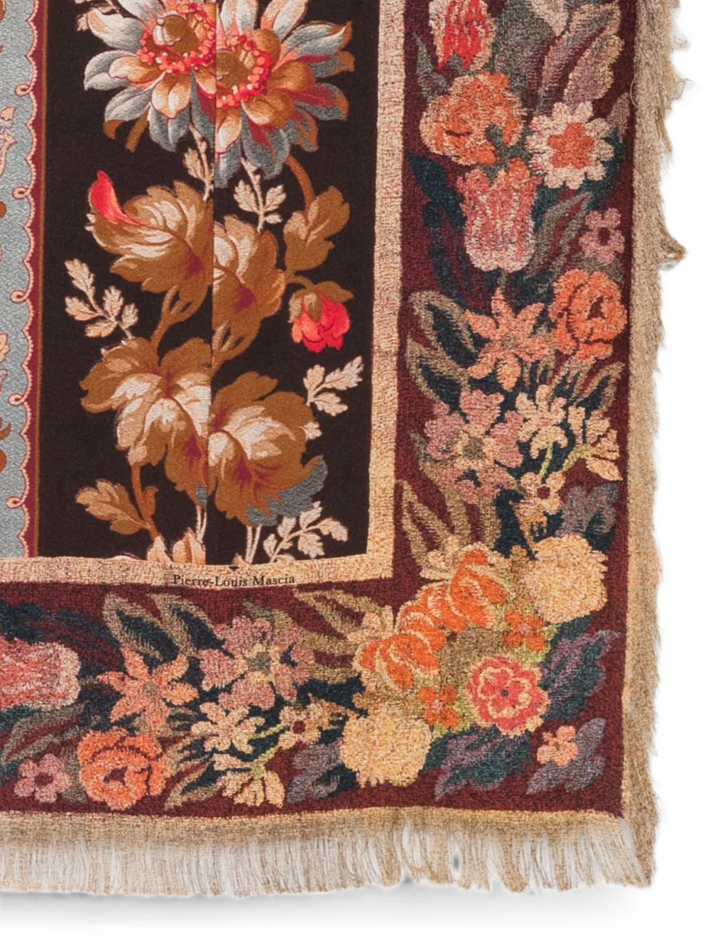 Pierre-Louis Mascia Sjaal met bloemenprint en franje Bruin