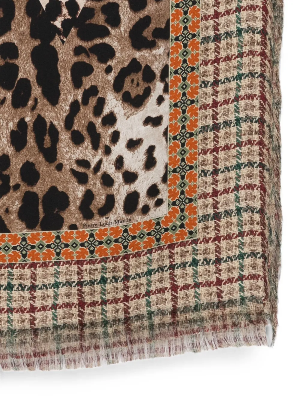 Pierre-Louis Mascia Gewatteerde sjaal met luipaard-print Beige