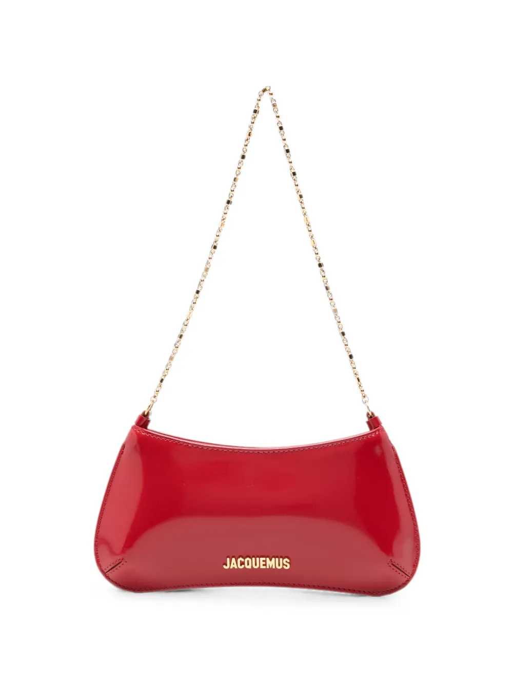 Jacquemus small Bisou Chaîne patent-finish chain-link shoulder bag - Rosso