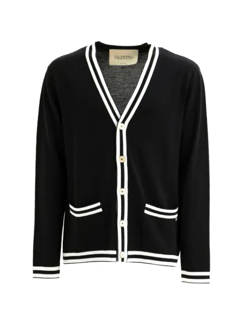 Valentino Garavani striped-trim V-neck cardigan