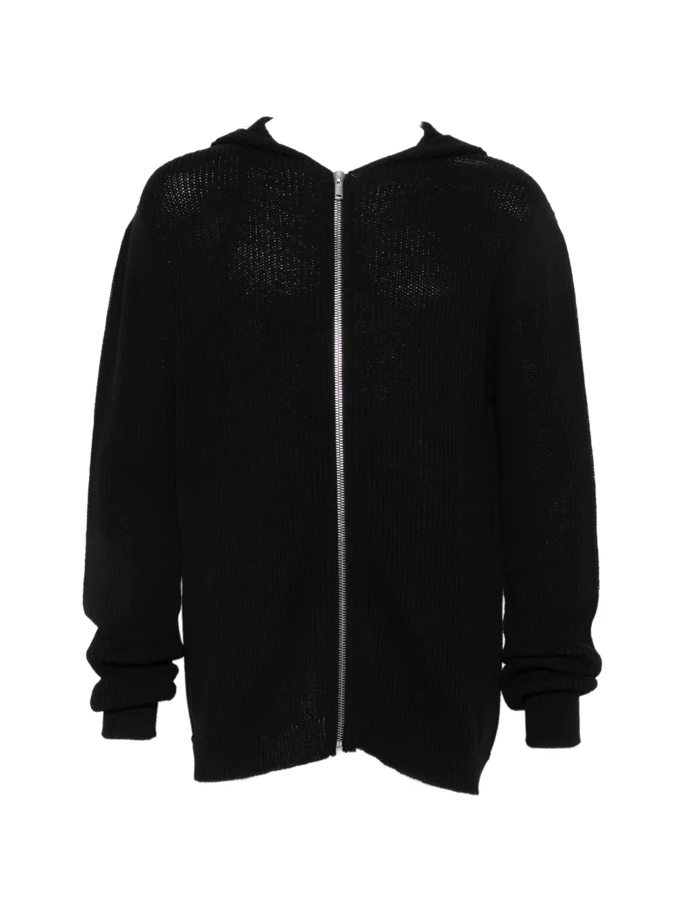 Rick Owens ribbed-knit zip-up hoodie - Schwarz