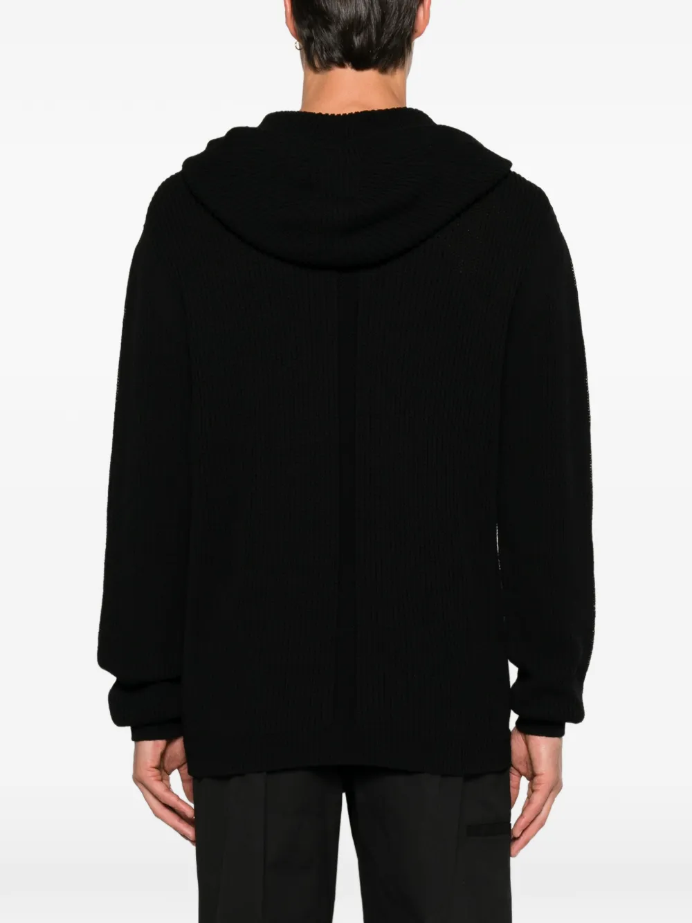 Rick Owens Ribgebreide hoodie Zwart
